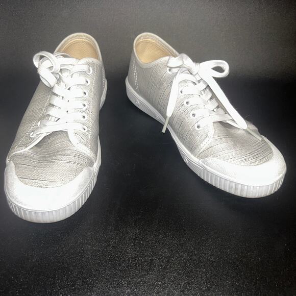 Spring Court Gray Silver Printed Linen G2 Low-top Sneakers Women's Size 39 8.5 - Picture 1 of 11
